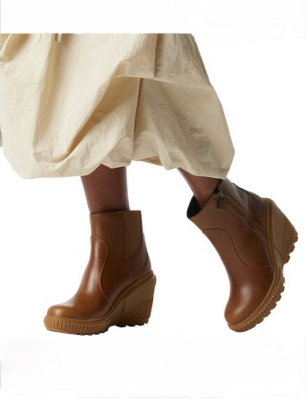 SOREL women 
Ona Ave'' Zip Wedge Booties Color: Velvet Tan, Gum 2 size 9.5 new - Picture 5 of 16